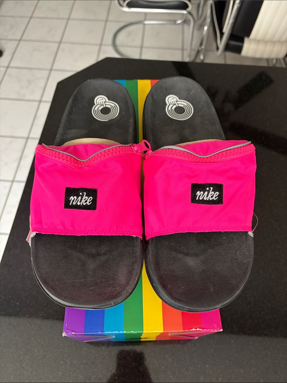 Nike Hot Pink & Black BeTrue Slide Sandals - Picture 10 of 12